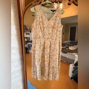 Brooks Brothers Cream Floral Midi Dress